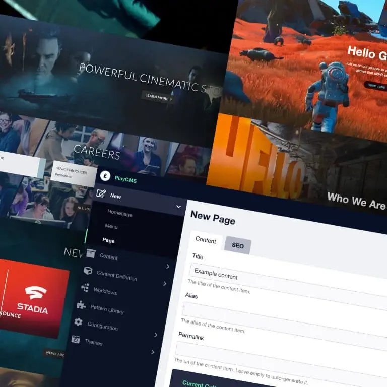 Montage of websites Etch Play has built
